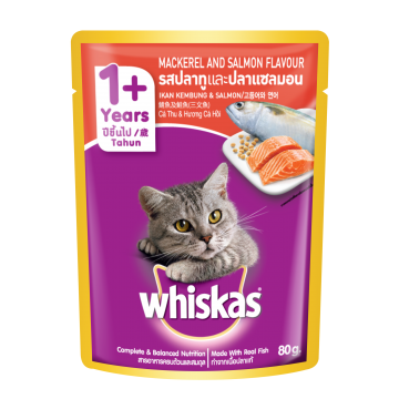 Whiskas Pouch Mackerel and Salmon 80g Pack (28 Pouches)